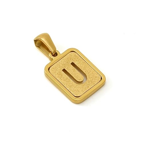 Generisch Heilkristall-Halskette, sandgepresster 18-karätiger Titanstahl-Halskette mit dem Buchstaben U, natürlicher Edelstein-Anhänger, Schmuck für Männer, Frauen und Paare von Generisch