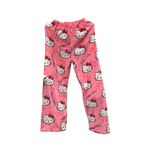 Schlafanzug Damen Pyjamas Hosen Lang Flanell Pyjama Hose Damen Schlafhose Weich Kawaii Pyjamas Bequeme Winter Schlafanzughose Frauen Anime Cartoon Casual Home Hosen von Generisch
