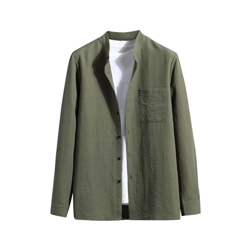 Generisch Hemd Herren, Langarm Button Down Shirts Regular Fit Einfarbig Freizeithemd Shirts Herren Baumwollhemd (XXL, Army Green) von Generisch
