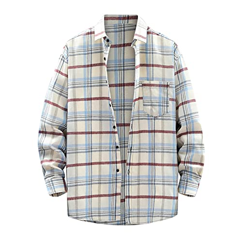 Generisch Hemd Herren,Herren Hemd Langarm Freizeithemd Regular Fit Button Down Hemd Casual Strandhemd mit Brusttasche Hochzeit Oktoberfest Hemd Herren S-4Xl von Generisch
