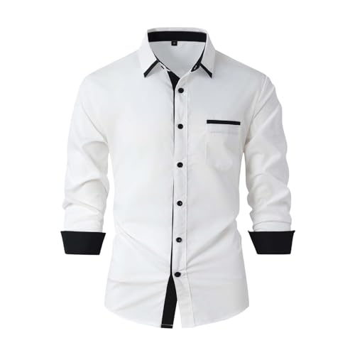 Generisch Hemd Herren-Hemd Langarm Slim-Fit Herren Hemden Langarm-Hemden Männer Freizeit-Hemd Business Thermo Langarmshirt Herren Hemd Herren Langarm Slim Fit Stretch Schwarzes Hemd Herren Gr 4XL von Generisch