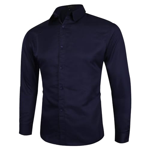 Generisch Hemd Herren Langarm/Businesshemden/Knitterfreies Stretchhemd/Regular Fit Freizeithemden/Bügelleichtes/Unifarben Anzughemd/Button-Down/Langarmshirt/Atmungsaktives von Generisch