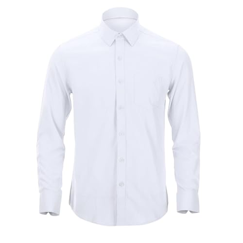 Generisch Hemd Herren Langarm Business Bügelfrei Herrenhemd Baumwoll Einfarbig Anzug Hemd Regular Fit Herrenhemden Freizeithemd Outfit Hochzeit von Generisch