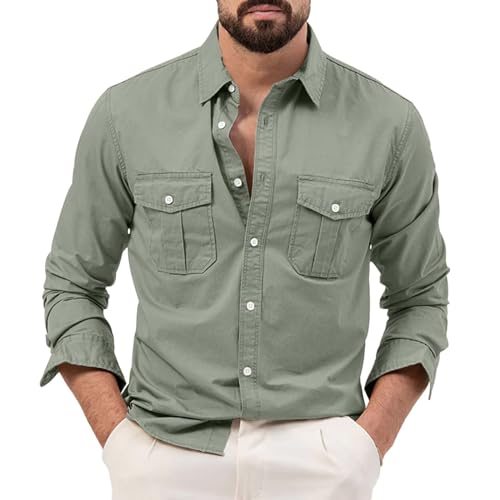Generisch Hemd Herren Langarm Grosse GröSsen - Herrenhemden Langarm BüGelfrei Comfort Fit Baumwolle Langarmhemd Mit Zwei Brusttasche Button Down Hemden Revers Vintages Trachtenhemd Freizeithemden Generisch Hemd Herren Langarm Grosse GröSsen - Herrenhemden Langarm BüGelfrei Comfort Fit Baumwolle Langarmhemd Mit Zwei Brusttasche Button Down Hemden Revers Vintages Trachtenhemd Freizeithemden von Generisch