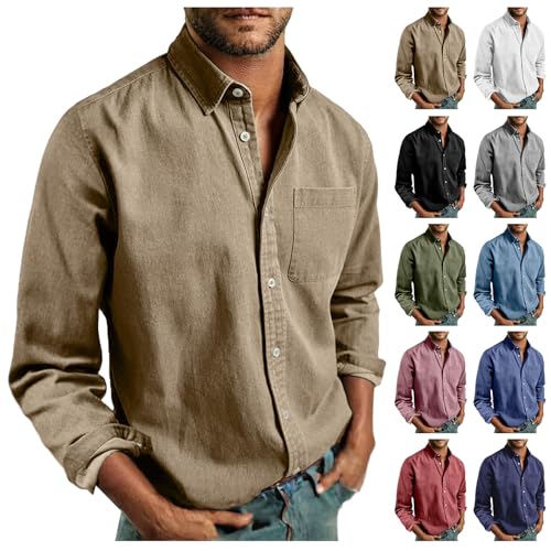 Generisch Hemd Herren Langarm Leinenhemd Button Down Leichtes Arbeithemd Atmungsaktiv Bequeme Sommerhemd Freizeithemd Regular Fit Outwear Leicht Outdoorhemd mit Knopfleiste Casual Businesshemd Generisch Hemd Herren Langarm Leinenhemd Button Down Leichtes Arbeithemd Atmungsaktiv Bequeme Sommerhemd Freizeithemd Regular Fit Outwear Leicht Outdoorhemd mit Knopfleiste Casual Businesshemd von Generisch