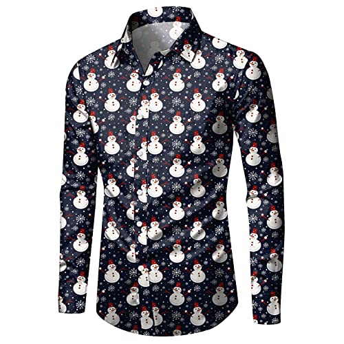 Generisch Hemd Weihnachten Herren: Lustig XXL Weihnachtshemd Weihnachtsshirt 3D Slim Fit Weihnachtshemden Hemd Weihnachten 4XL Baumwolle Weihnachts Hemd Weihnachtsoutfit von Generisch