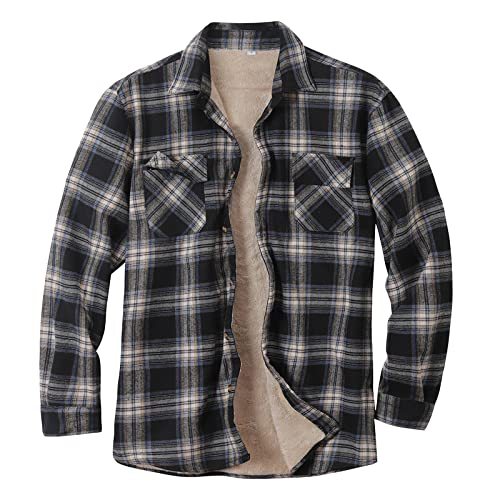 Generisch Hemd Winter Herren - Teddyfutter Sherpa Thermohemd Warm Holzfäller Holzfällerjacke Kapuze Hemdjacke Flanell Teddyfleece Fleecejacke Flanellhemd Winterjacke Innenfleece Teddyfutter von Generisch