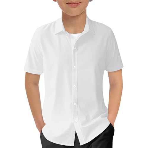 Generisch Hemden Für Jungen Kurzarm 158 Einfarbige Hemdbluse Revers Sommerhemd Bügelfreie Student Hemd Sommer Freizeithemd Boy Hemdjacke Button Down Kurzarmhemden Strandhemd von Generisch