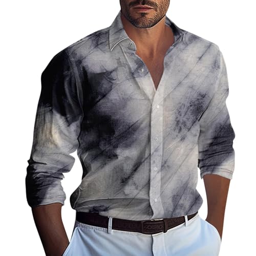 Generisch Hemden Herren Langarm, Button Down Shirts Freizeithemd Casual Regular Fit Sommer Hemd Kleidung Bügelfrei (XXL, Gray) von Generisch