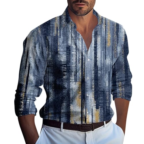 Generisch Hemden Herren Langarm, Button Down Shirts Freizeithemd Casual Regular Fit Sommer Hemd Schwarzes Weiß (L, Royal Blue) von Generisch