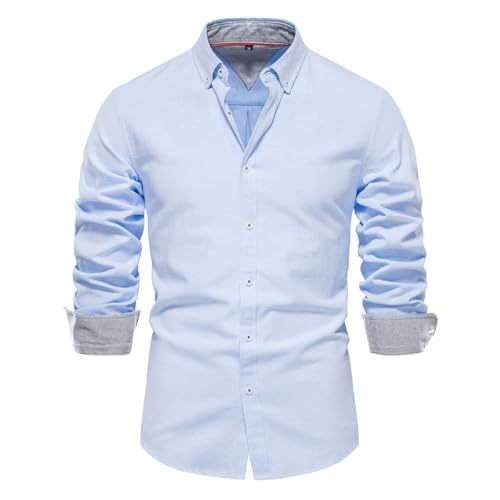 Generisch Hemden Herren Langarm,Herren Hemd Langarm Regular Fit Business Freizeithemd Stretch Einfarbig Basic Hemd Bügelleicht Button Down Hemd Button Down Hemd Herren Bügelfrei Bequem und weich von Generisch