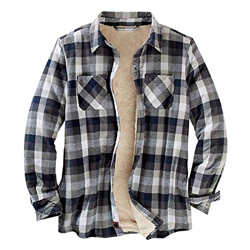 Generisch Hemdjacke Herren : Teddyfutter Winter Holzfällerhemd Mit Fleece Flanell Fleecejacke Kariert Winterjacke Innenfleece Flanell Thermohemd Hemdjacke Holzfällerjacke Kapuze Innenfleece von Generisch