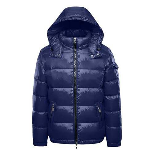 Generisch Herbstjacke Herren, Daunenjacke Herren Warme Parka Mantel Mit Kapuze Winter Schnee Unten Jacken Metall Glänzende Winterdjacke Langarm Wintermantel Mit Reißverschluss von Generisch