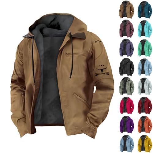 Generisch Herbstjacke Herren, Strickjacke Herren Lang, Sweatjacke Mit Kapuze Gefütterte Fleecejacke Männer Kapuzenjacke Sherpa Winter Thermo Hoodie Zipper Sweatshirt Warme Winterjacke von Generisch