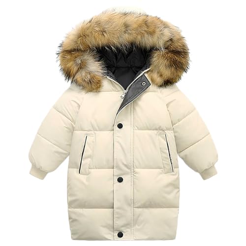 Generisch Herbstjacke Mädchen Mädchen Winterjacke Lang Kinder Jacke Warm Puffer Dicke Teenager Daunenjacke Mit Fellkapuze Parka Wintermantel Wasserdicht Mantel Winterjacke Kinder von Generisch