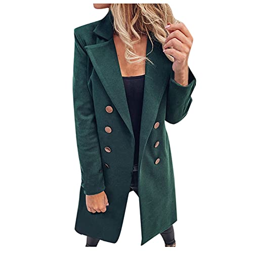 Generisch Herbstmantel Damen Kurz Warm Cardigan Baumwolle Fleece Windbreaker Übergangsjacke Coat Parka Langarm Mit Taschen Damen Elegant Trenchcoat Mantel Frauen Manteldamen von Generisch