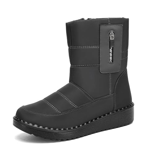 Generisch Herbstschuhe Damen, Leicht Anti-Rutschig Gummistiefel Warm Wasserdicht Stiefeletten Western Stilish Winterboots Bequem Fleece Winterschuhe von Generisch