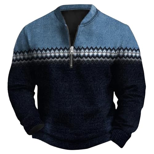 Generisch Herren 1/4 Zip Fleece Pullover Langarm Funktionsshirt Warm Wanderpullover Sportshirt Fleecejacke Half Zip Pullover Herren Herren Sweatshirt 3XL Leichter Sommer Pullover Herren von Generisch