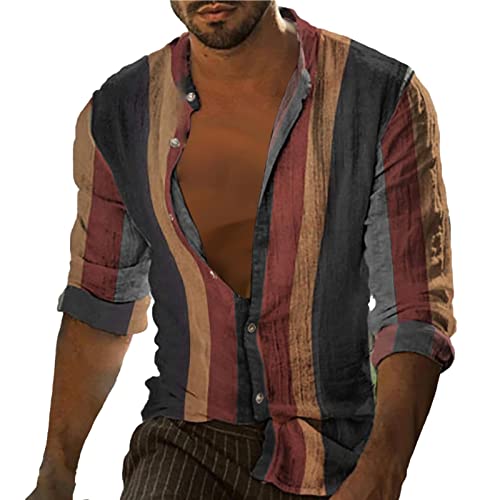 Generisch Herren 100% Baumwolle Snap/Button Down Langarm Freizeithemd Leichte Jacke Herren Männer Hemd Polo Herren Langarm Karierte Hemden Herren Oktoberfest Tshirt Herren 5XlThermo Longsleeve Herren von Generisch