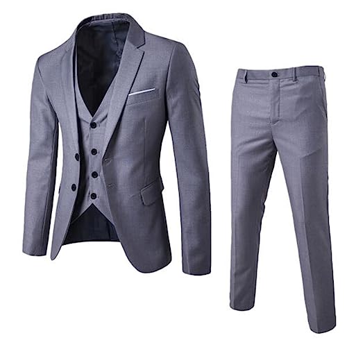 Generisch Herren 2-Stücke Anzug Business Knopf Smoking Anzug für Männer Smoking Klassische Blazer Hosen Set Anzughose Herren AnzüGe & Sakkos FüR Herren S/M/L/XL/5XL von Generisch