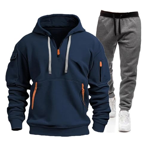 Generisch Herren 2-Teilig Set Kapuzenpullover + Jogginghose Jogginganzug Sweatjacke Trainingshose Trainingsanzug Sportanzug Freizeitanzug,Warmer Jogginganzug Herren,Indoor/Outdoor von Generisch