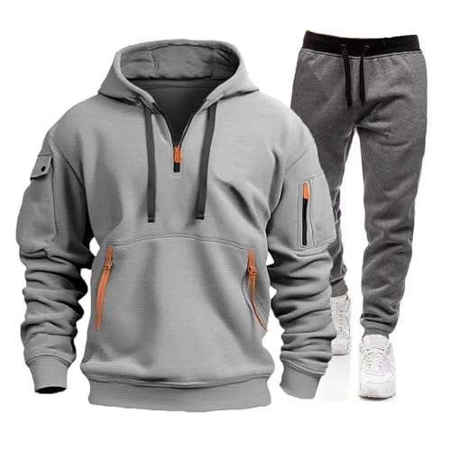 Generisch Herren 2-Teilig Set Kapuzenpullover + Jogginghose Jogginganzug Sweatjacke Trainingshose Trainingsanzug Sportanzug Freizeitanzug Sport Anzug retro trainingsanzug Jogginganzug von Generisch