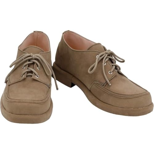 Generisch Herren Anime Cosplay Schuhe Für Legoshi Lace Up Loafers Flats Halloween Comic Con Stiefel (Braun,45) von Generisch