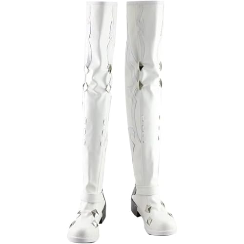 Generisch Herren Anime Cosplay Stiefel Für Alphinaud Leveilleur Weiß Hohe Stiefel Bühne Performance Requisiten Schuhe Halloween Comic Con (Weiß,40) von Generisch