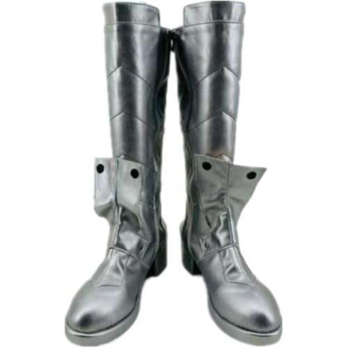 Generisch Herren Anime Cosplay Stiefel Für Hoshina Soshiro Mode Fancy Bühne Performance Requisiten Schuhe Custom Made Halloween Christma Comic Con (silbrig,38) von Generisch