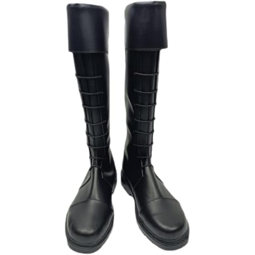 Generisch Herren Anime Cosplay Stiefel Für Rimuru Tempest Knee Fancy Bühne Performance Requisiten Schuhe Halloween Comic Con (Schwarz,38) von Generisch
