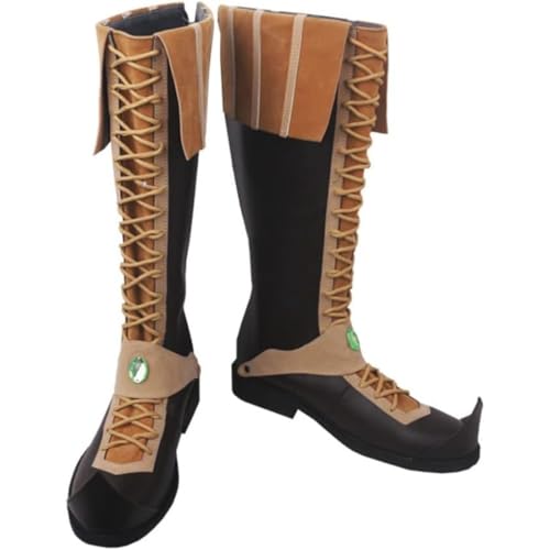 Generisch Herren Anime Cosplay Stiefel Für Rogier Fashion Knee Boot Fancy Stage Performance Requisiten Schuhe Halloween Comic Con (Schwarz,47) von Generisch