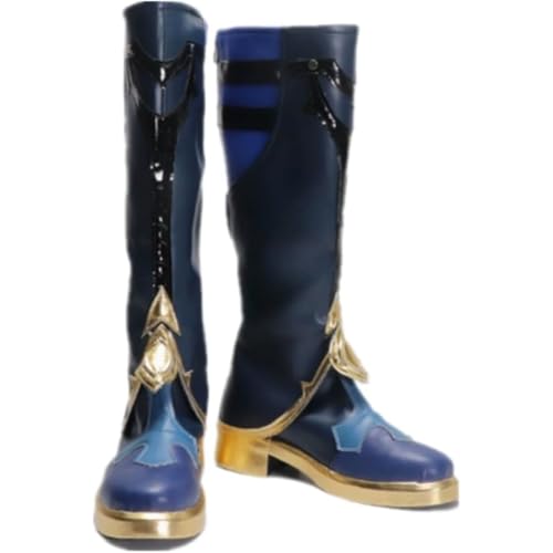 Generisch Herren Anime Cosplay Stiefel Für Sonntag Mode Fancy Bühne Performance Requisiten Schuhe Halloween Comic Con (Blau,40) von Generisch
