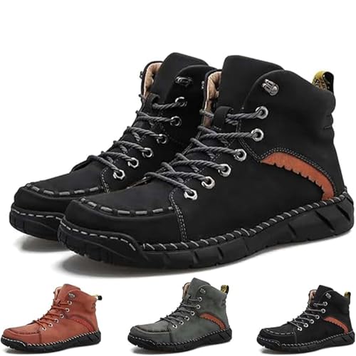 Generisch Herren Arbeitsstiefel, Herren Orthopädische Sicherheitsstiefel, Zehen- und Knöchelschutz, Leichte und rutschfeste Stiefel (Black,32.5) von Generisch