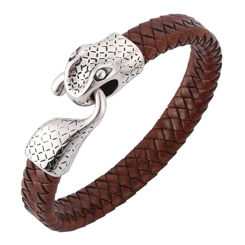 Generisch Herren Armband Leder, Herren Echtlederarmband Mit Hakenverschluss Braunhandgemachtes Geflochtenes Armband Herrenschmuck Mit Beutel Geburtstagsgeschenke Für Ihn Freund Beste Freundin von Generisch