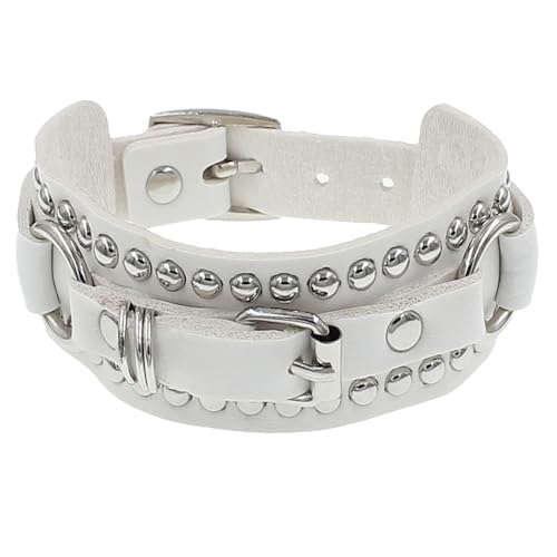 Generisch Herren Armband Leder,Handgewebtes Fashion Punk Street Shot Nachtclub Square Nietenarmband, Energieschmuck Für Männer Frauen Weiß Generisch Herren Armband Leder,Handgewebtes Fashion Punk Street Shot Nachtclub Square Nietenarmband, Energieschmuck Für Männer Frauen Weiß von Generisch