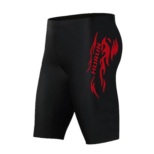 Generisch Herren Badehose Knielang Schwimmhose Jammer Schnelltrocknend Wettkampf Schwimmhose Kompression Swim Trunks Lang Badehose (Red, XXXXL) von Generisch