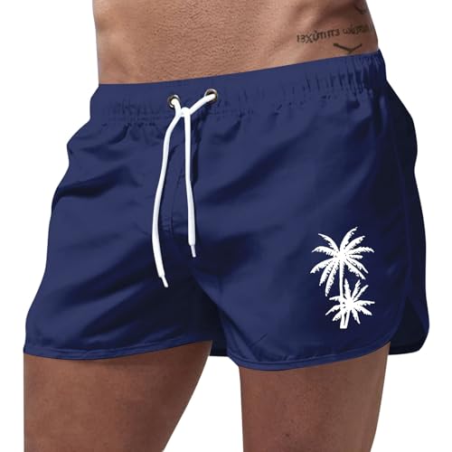 Generisch Herren Badehose Schnelltrocknend Badeshorts Kurzen Strandhose Sporthose Schwimmhose mit Meshfutter Badehosen Kurz Badehose Männer Schwimmhose Badepants Wassersport Kurze Hose (Z-Navy-2, XL) von Generisch
