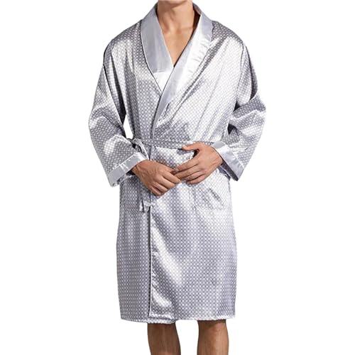 Generisch Herren Bademantel Sommer Elegant Kuschelig Leicht Lang Große Größen Dünn Satin Bathrobe Dünner Bademantel Saunamantel Morgenmantel Bademantel Waffelpique Sommer Bademantel Xxxl von Generisch