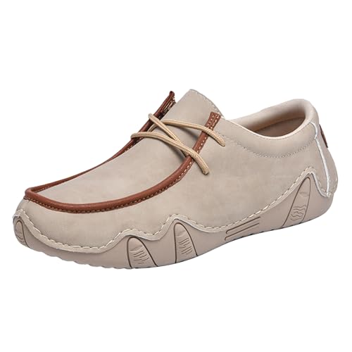 Generisch Herren BarfußSchuhe Breite Zehen Bootsschuhe Flache Low Top Wanderschuhe Handgefertigte StraßEnlaufschuhe rutschfeste Loafer Outdoorschuhe Wasserdicht Halbschuhe Leichte Laufschuhe von Generisch