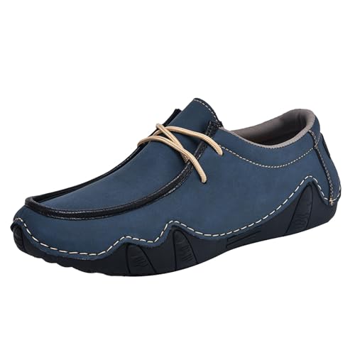 Generisch Herren BarfußSchuhe Breite Zehen Bootsschuhe Flache Low Top Wanderschuhe Handgefertigte StraßEnlaufschuhe rutschfeste Loafer Outdoorschuhe Wasserdicht Halbschuhe Leichte Laufschuhe von Generisch