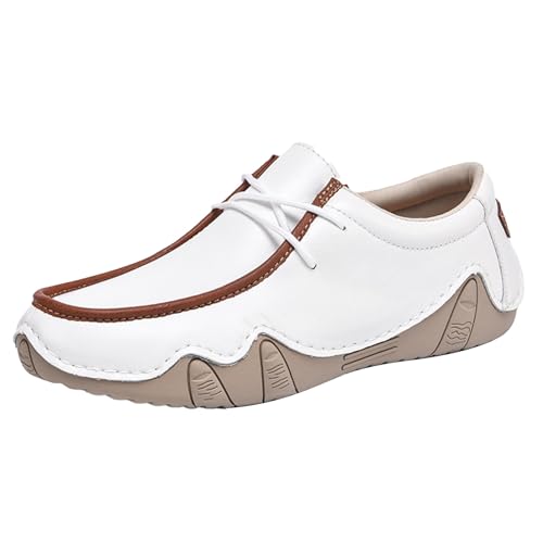 Generisch Herren BarfußSchuhe Breite Zehen Bootsschuhe Flache Low Top Wanderschuhe Handgefertigte StraßEnlaufschuhe rutschfeste Loafer Outdoorschuhe Wasserdicht Halbschuhe Leichte Laufschuhe von Generisch