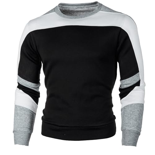 Generisch Herren Baumwolle Rundhals Hoodie Pullovers Winter Männer Soft Langarm Sweatshirts Loose Fit Sweatjacke ohne Kapuze Herren dünne Strickjacke Herren Sportjacke Herren dünn leicht von Generisch