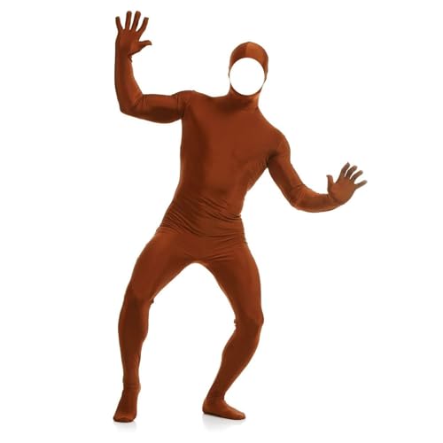 Generisch Herren Body Ganzkörper Overall für Erwachsene Zweite Haut Damen Herren Greenscreen Anzug Suit Halloween Jumpsuit Ganzkörper Slenderman Kostüm Party Bodysuit von Generisch
