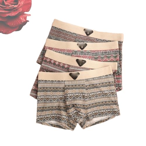 Generisch Herren-Boxershorts mit Vintage-Print – atmungsaktive und Bequeme Boxershorts aus atmungsaktiver Baumwollmischung mit Feuchtigkeitstransport (4-Pack,L) von Generisch