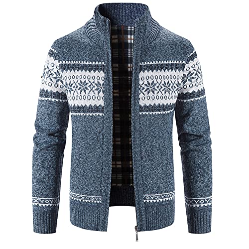 Generisch Herren Cardigan, Jacke Langarm Festival Cardigan Outdoor Sweatshirt Warm Mit Reißverschluß Und Taschen Herrenwesten Elegant Winterkleidung Oktoberfest Schwarz Jacket Pullover (M, Blue) von Generisch