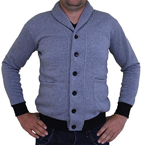 Generisch Herren Cardigan, Pullover mit Taschen Sweatshirt Jacke Sweatjacke (Grau, l) von Generisch