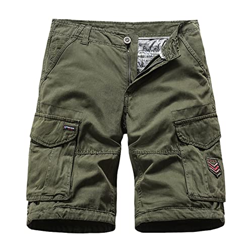 Generisch Herren Cargo Shorts Mit 6 Taschen | Carghose Kurze Hose Bermuda Sommer Herrenshorts Army Men Pants Für Männer Workout Short Pants Men Comfortable Military Green von Generisch
