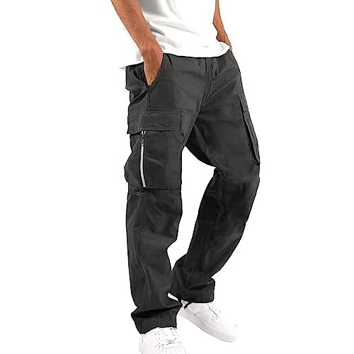 Generisch Herren Cargohose Lang Stretch Chinohose Herren Hose Outdoorhose Cargo Hosen Regular Fit Männer Sporthose mit Kordelzug Casual Freizeithose Jogger Sweatpants mit Taschen von Generisch