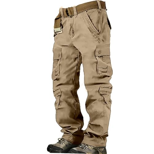 Generisch Herren Cargohose Schwerlast Arbeitskleidung Tactical Super Dehnbar Flex Baumwolle Straight Freizeithose Trainerhosen Herren Parachute Pants Herren Jogginghose Herren 3XL Weit Tarn von Generisch