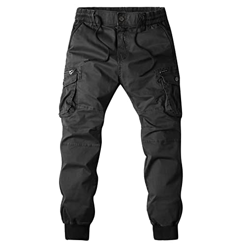 Generisch Herren Cargohose aus Baumwolle Regular Fit Hose Outdoorhose Freizeithose Wanderhose Trekkinghose Fleece Jogginghose Green Cargo Pants Men Baggy grüne Jogginghose von Generisch